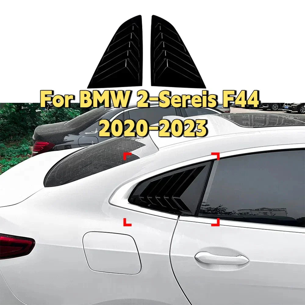 Gloss Black Rear Window Quarter Louver Vent Covers for BMW 2-Series F44 (2020–2023)