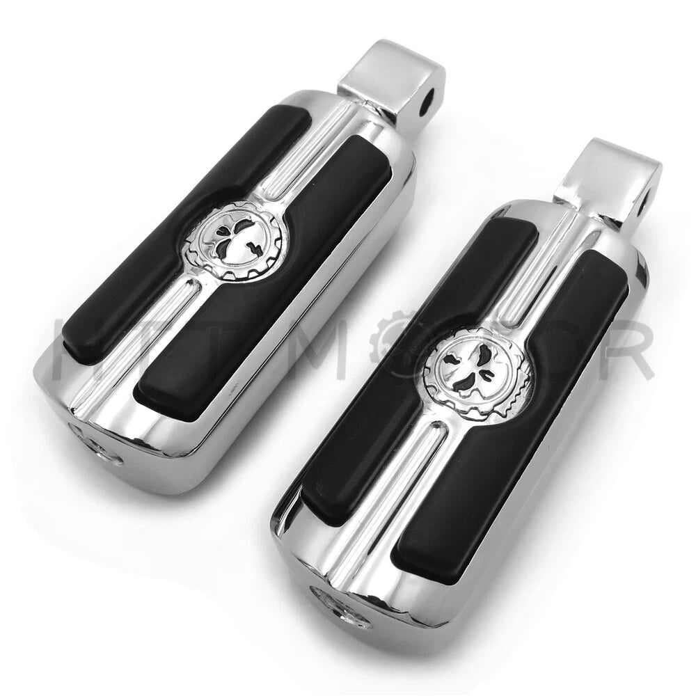 Chrome Gear Skull Footpegs for Yamaha Raider VMAX (2008–2017)