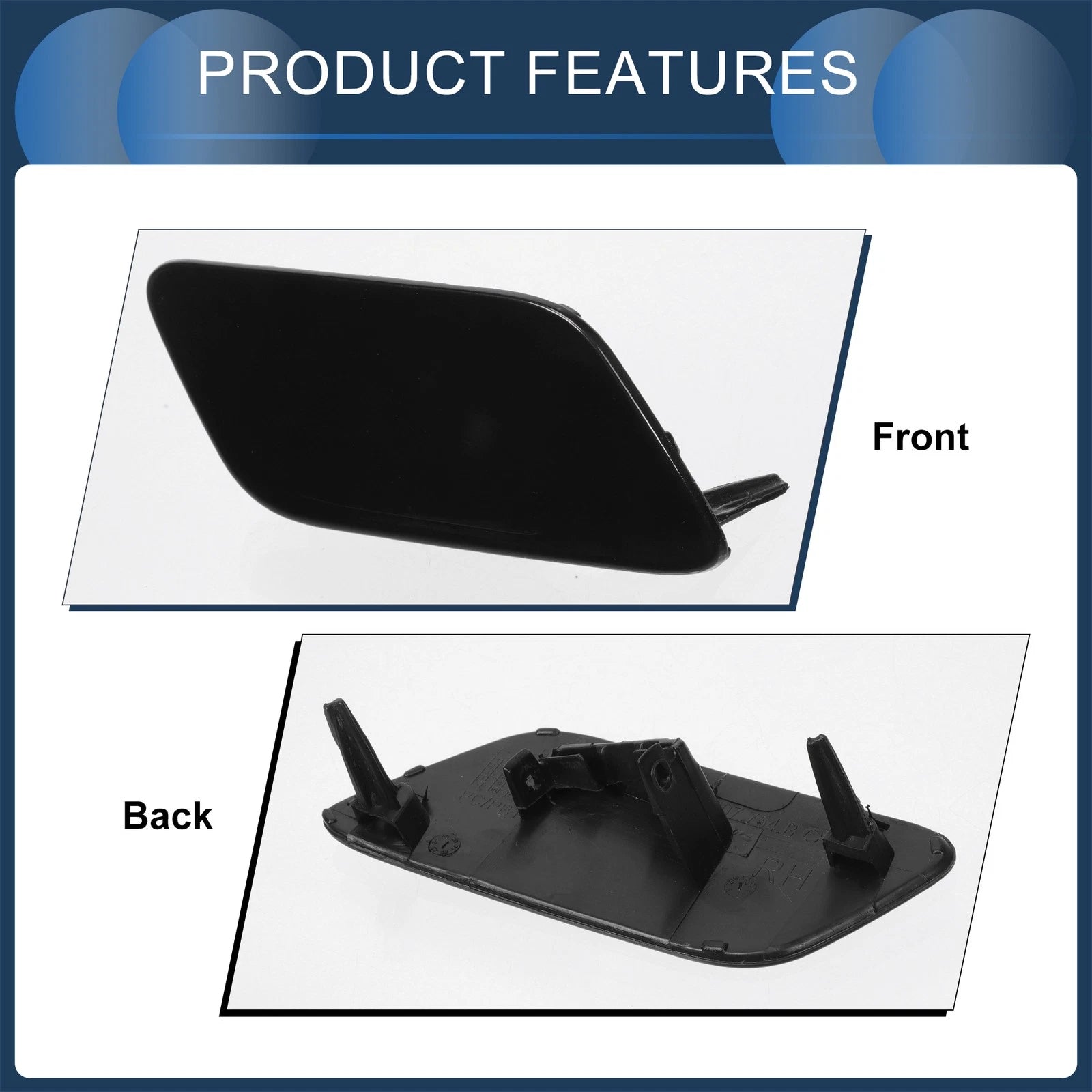 Front Right Washer Nozzle Cover Cap for Audi Q7 (2017–2019) 1Pcs Black