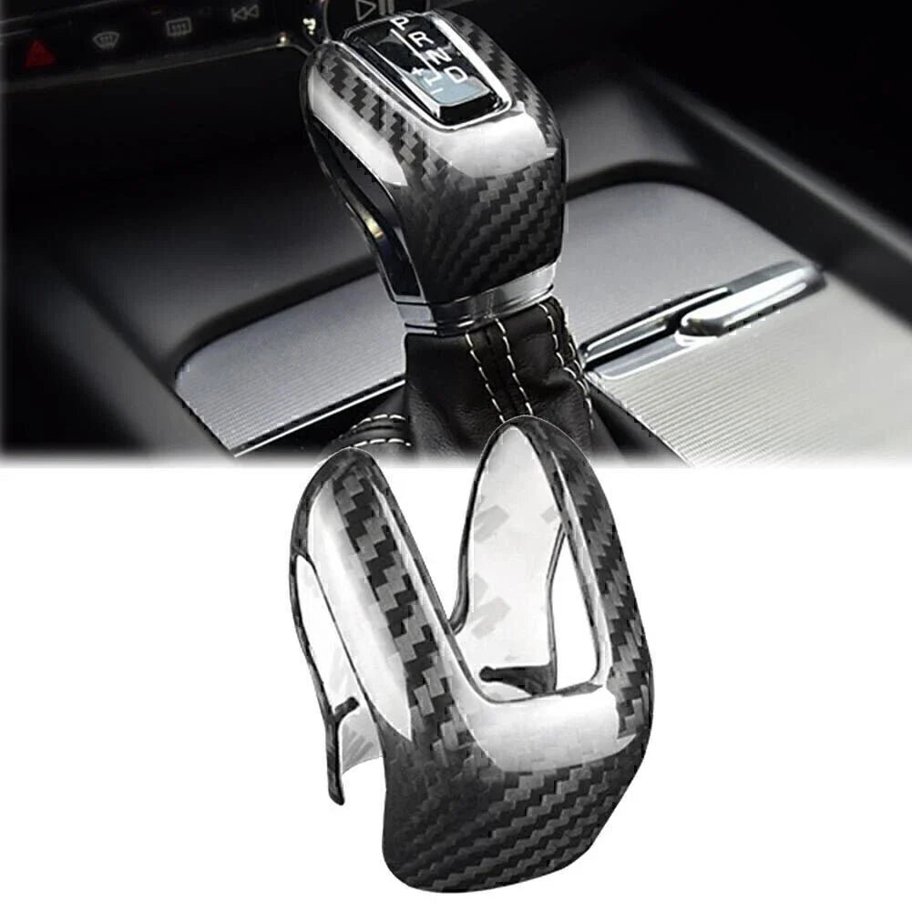 Black Carbon Fiber Gear Shift Knob Cover for Volvo XC60 XC90 S60 S90 (2010-2023)