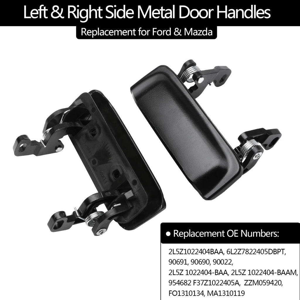 Set of 2 Metal Exterior Door Handles for Ford Ranger Mazda (1998–2011)