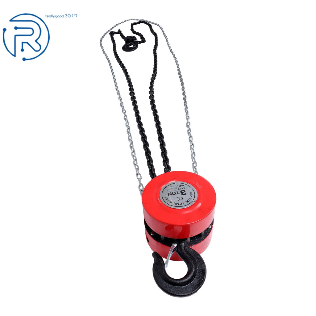 3 Ton Manual Chain Hoist for Heavy-Duty Lifting (10' Lift, 2 Hooks)