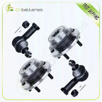 Set of 2 Front Wheel Hubs and Bearings + 2 Outer Tie Rod Ends for Dodge Avenger