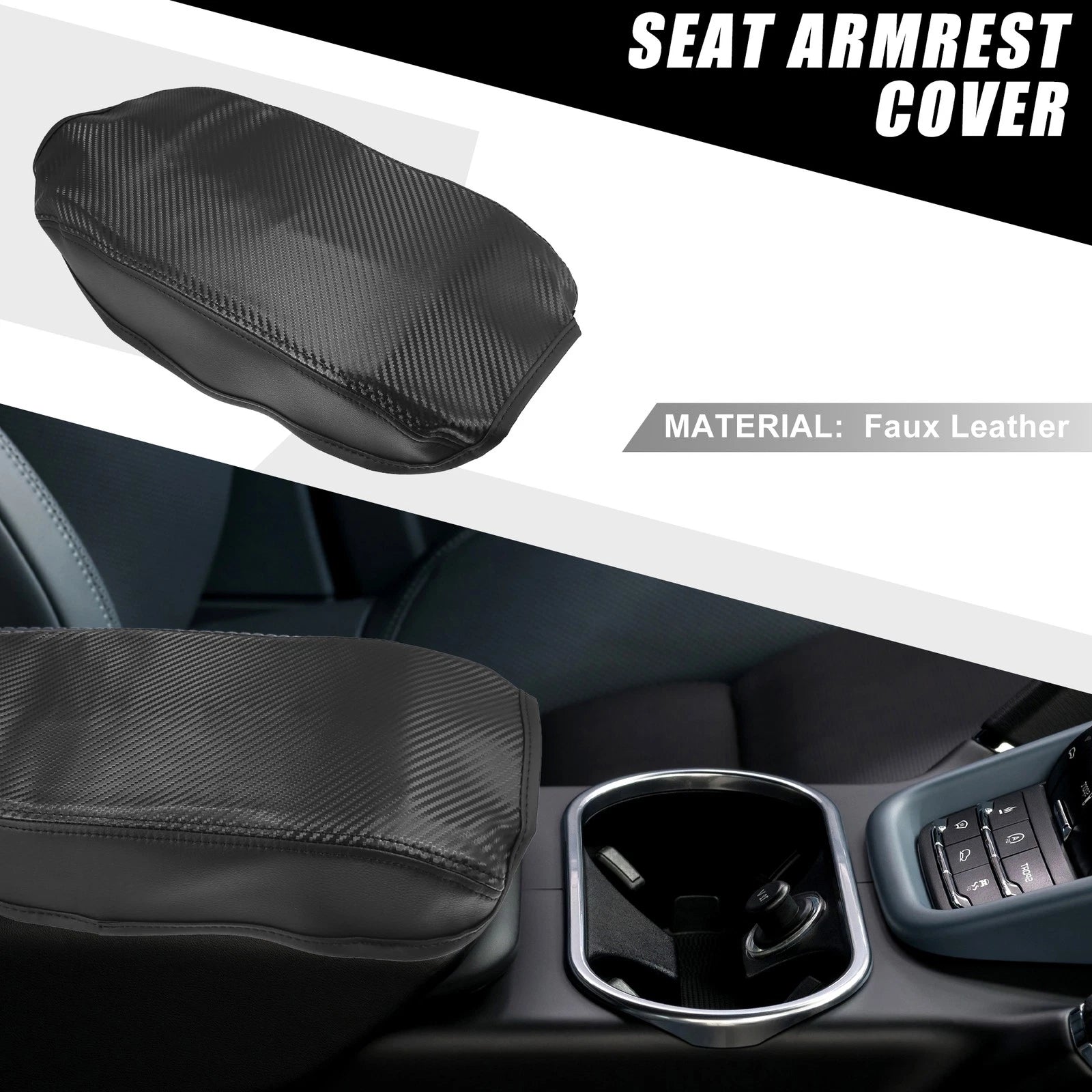 Center Console Armrest Cover for Toyota Camry (2007–2011) Faux Leather Black