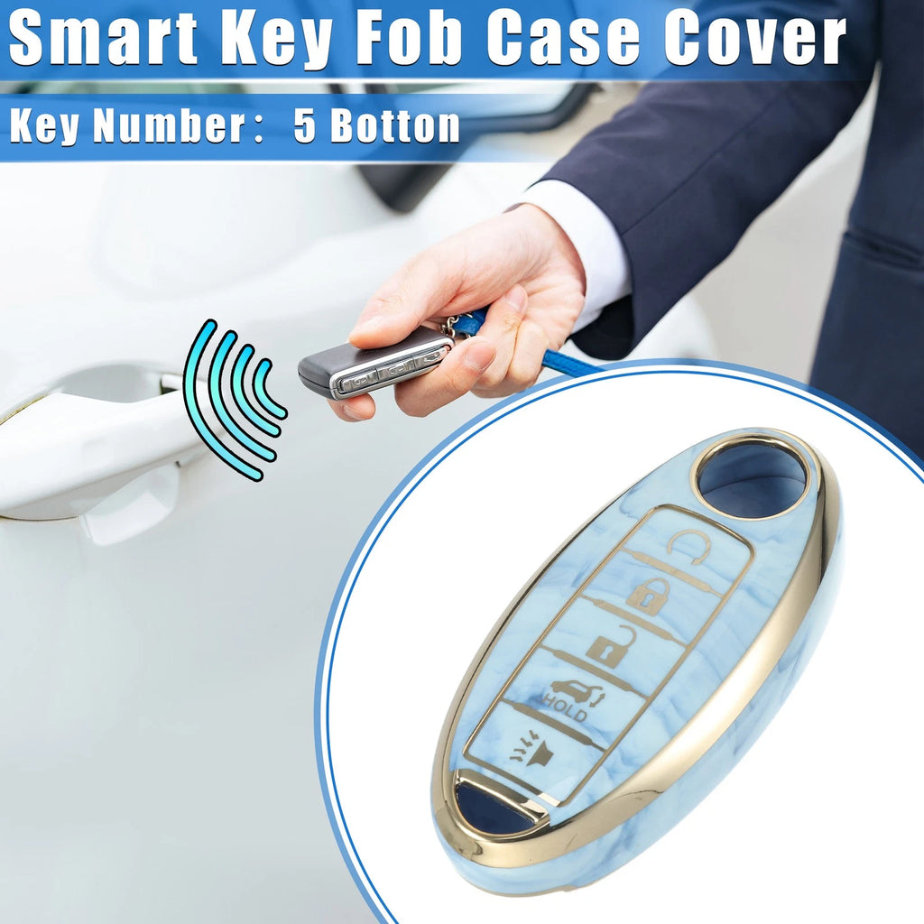 5 Button Smart Key Fob Cover for Nissan Altima Maxima Infiniti (2013–2021) TPU Blue