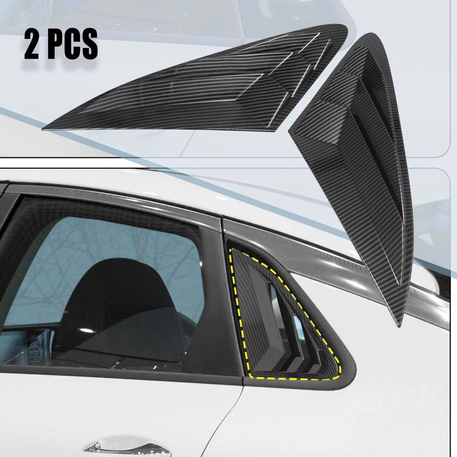 2X Rear Window Louver Air Vent Cover for Kia K5 (2021–2022) Carbon Fiber