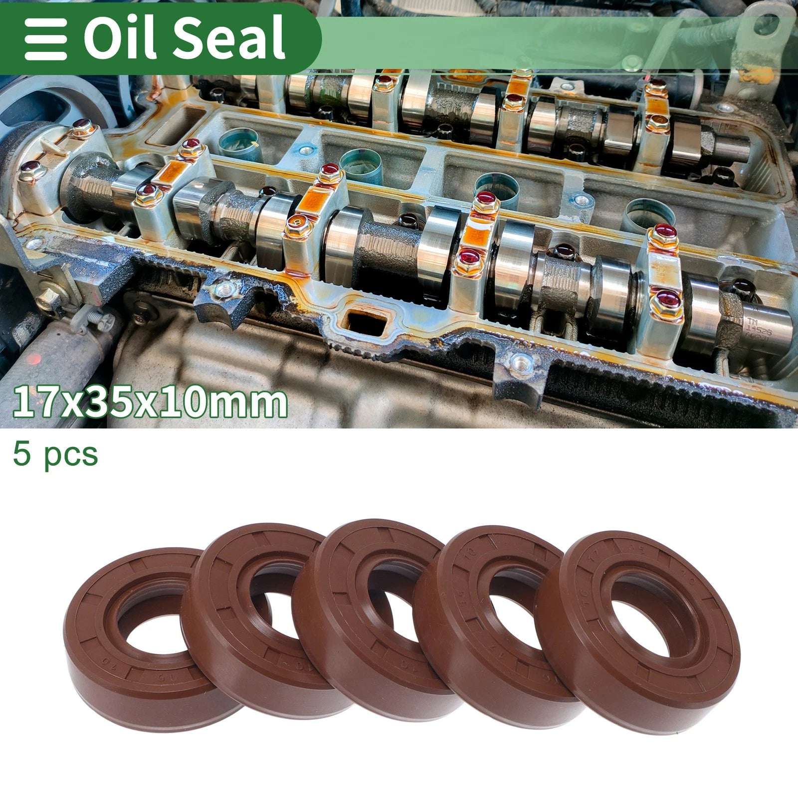 Set of 5 Oil Seal Rotary Shaft Seal FKM Rubber 17x35x10mm