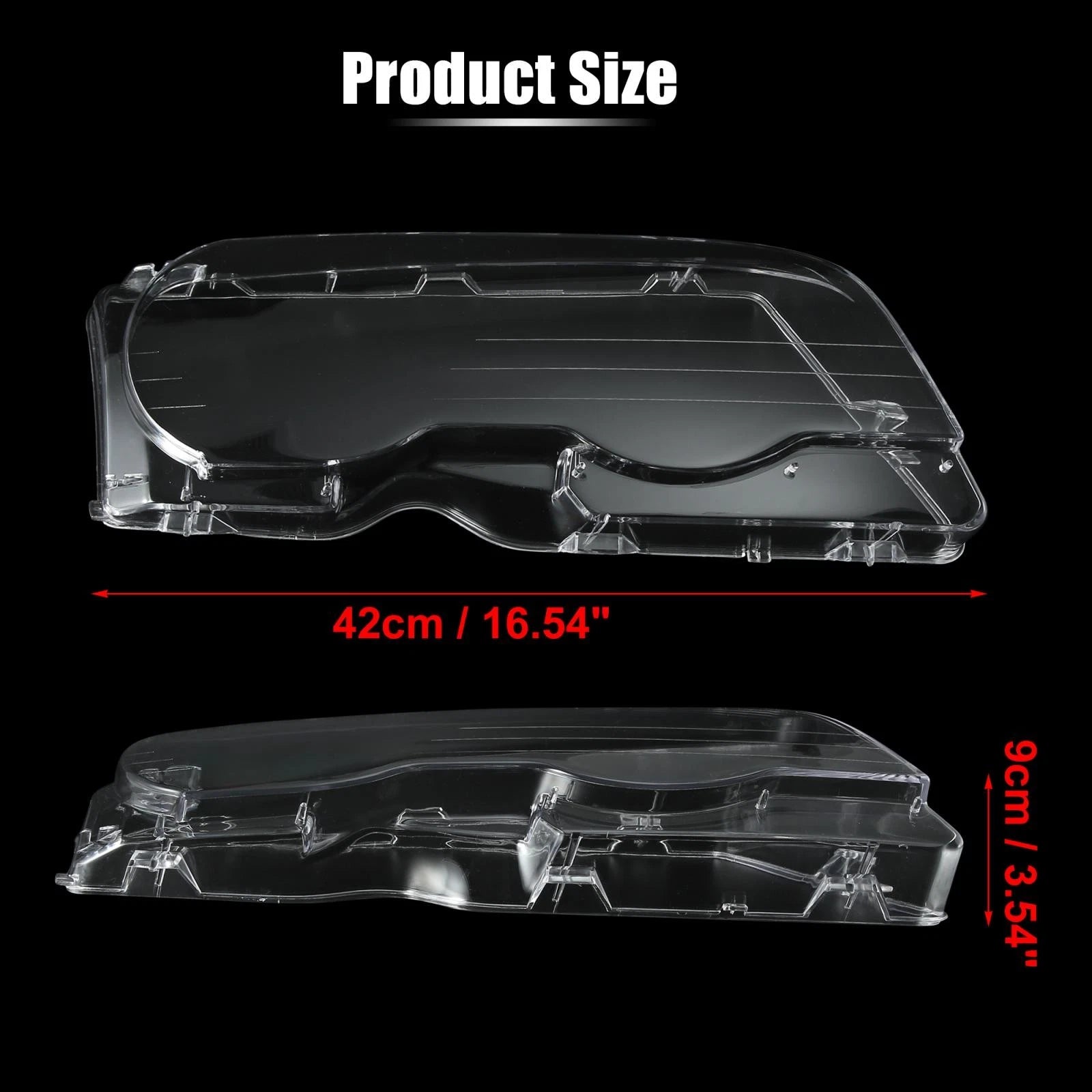1 Pair Headlight Lens Cover for BMW E46 (1998–2002) 63126904297