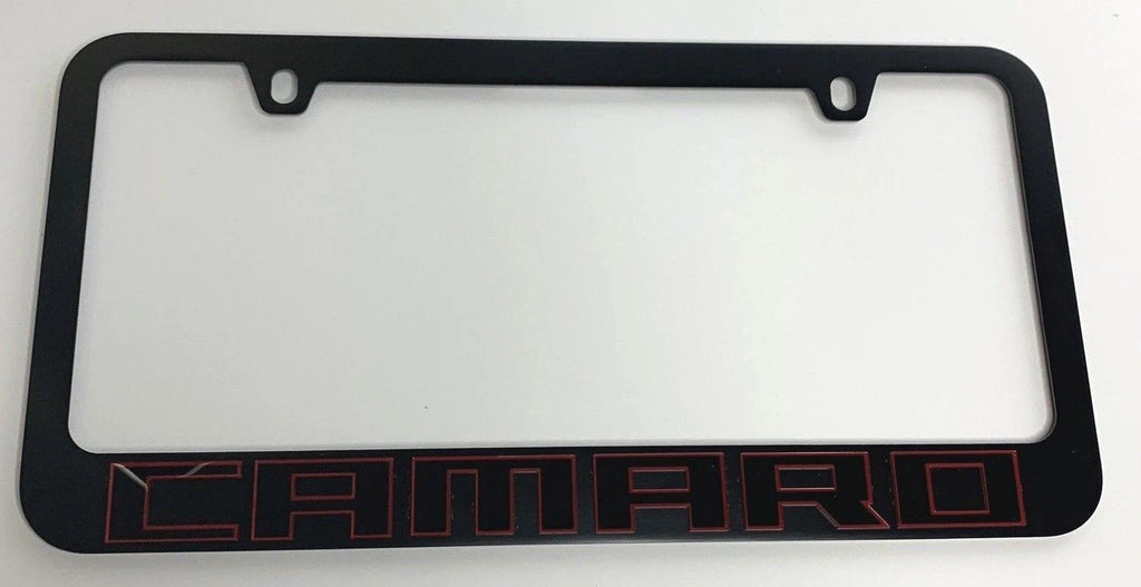 Matte Black Premium License Plate Frame with Glossy Letters for Camaro (2010–2015)