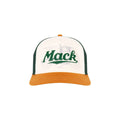 Mack Trucker Hat Mesh Back Cap Beige Front Green Mesh Brown Brim Vintage