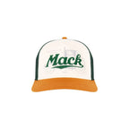 Mack Trucker Hat Mesh Back Cap Beige Front Green Mesh Brown Brim Vintage