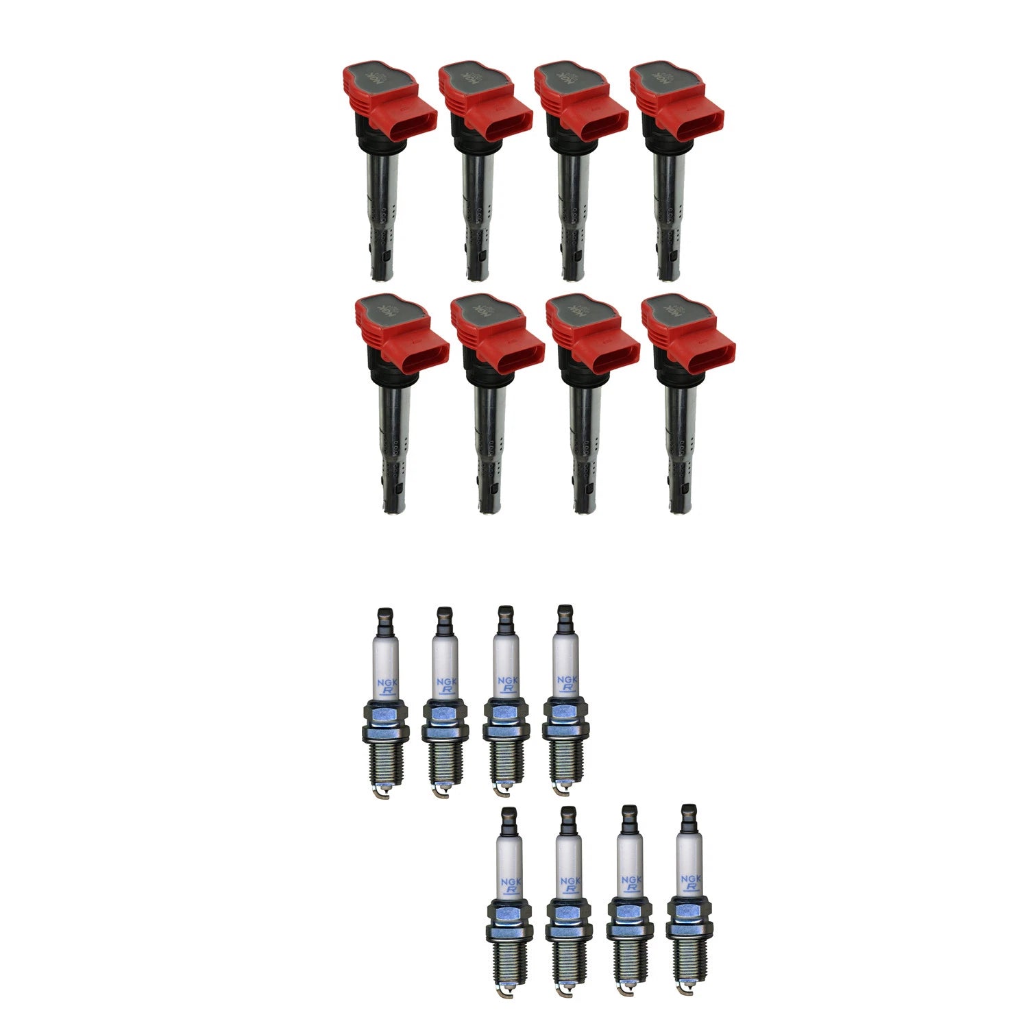 NGK 8 Ignition Coils & Platinum Spark Plugs Kit for Audi R8 (2007–2015)