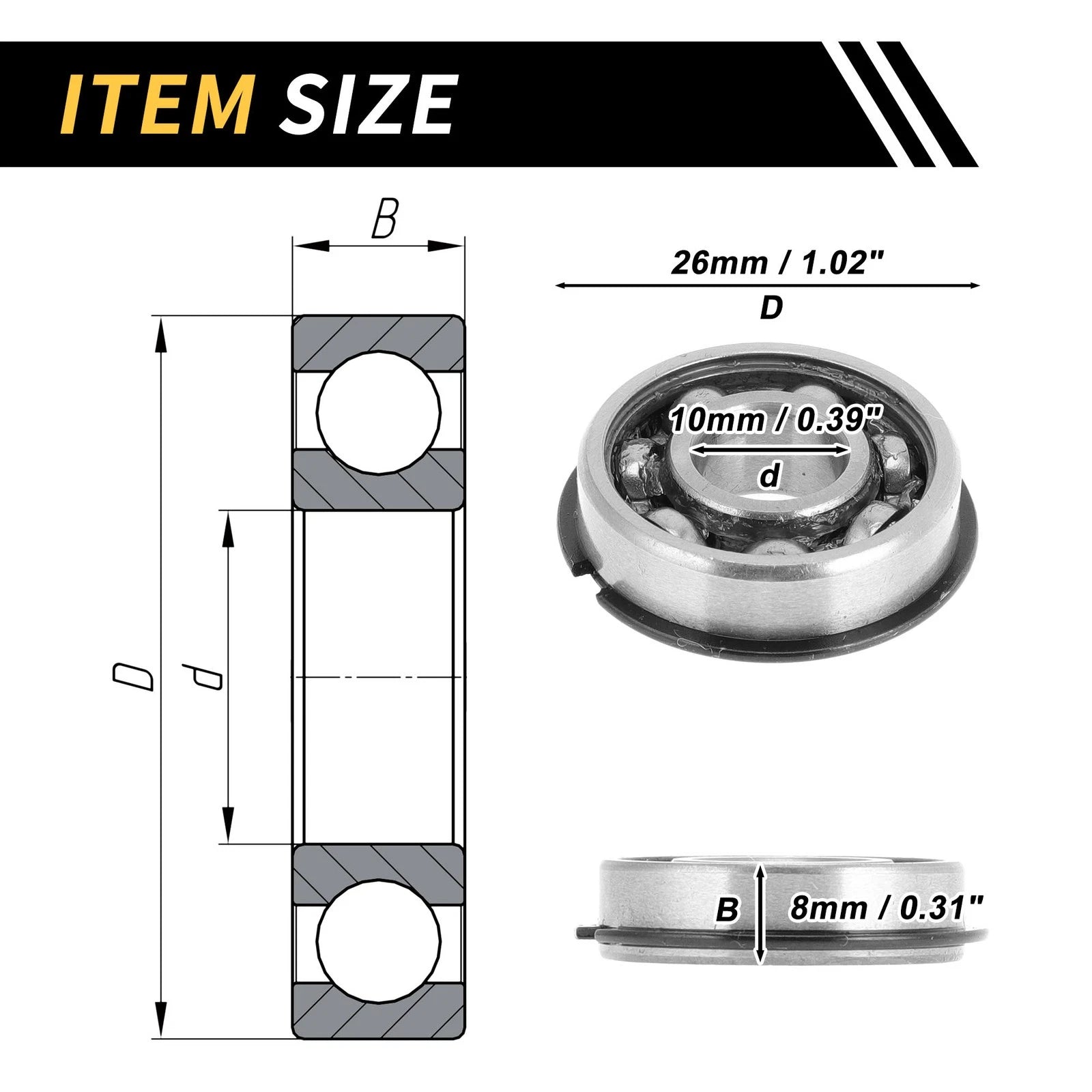 1 Pc 6000NR Deep Groove Ball Bearing for Scooter Skateboard (10x26x8mm)
