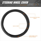Steering Wheel Cover for Universal Fit (14.5-15" Diameter) Synthetic Leather White Double Stitch