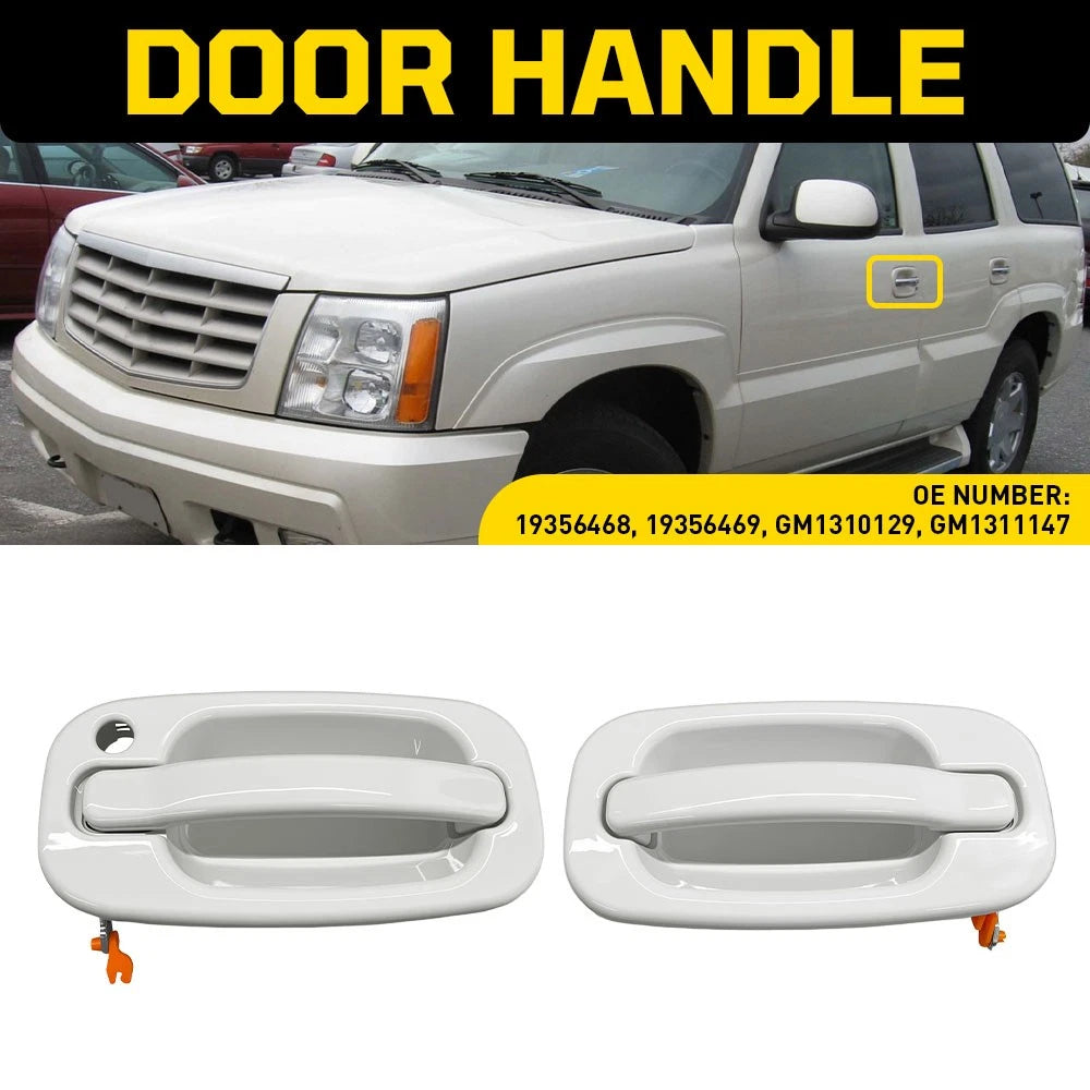 2X Front Exterior Door Handles for Chevy Silverado Sierra (1999–2007) - Olympic White