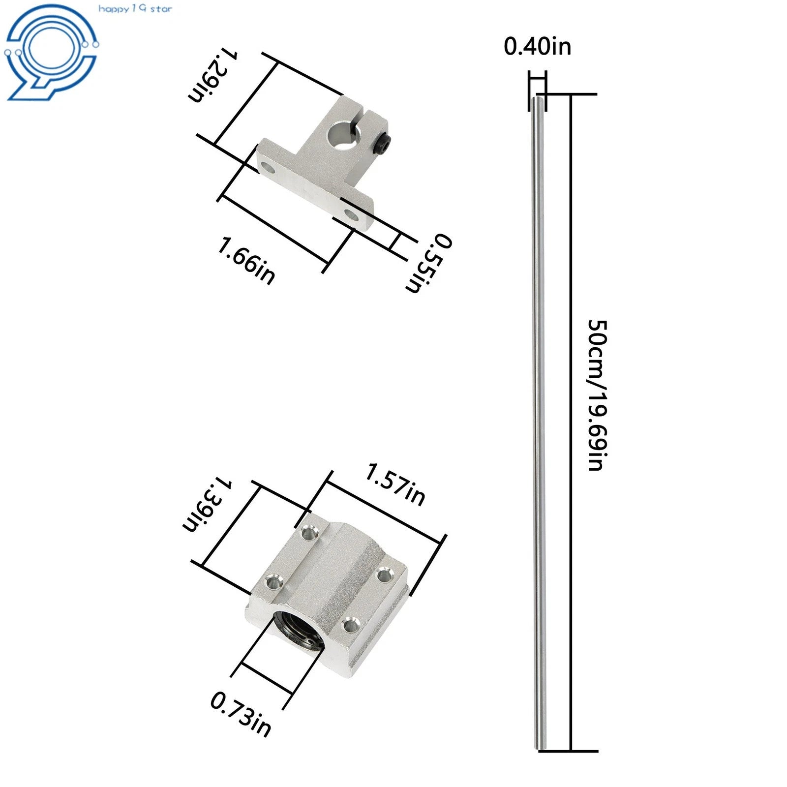 2X 10mm Linear Guide Rods with Bearings and Supports for CNC Machines