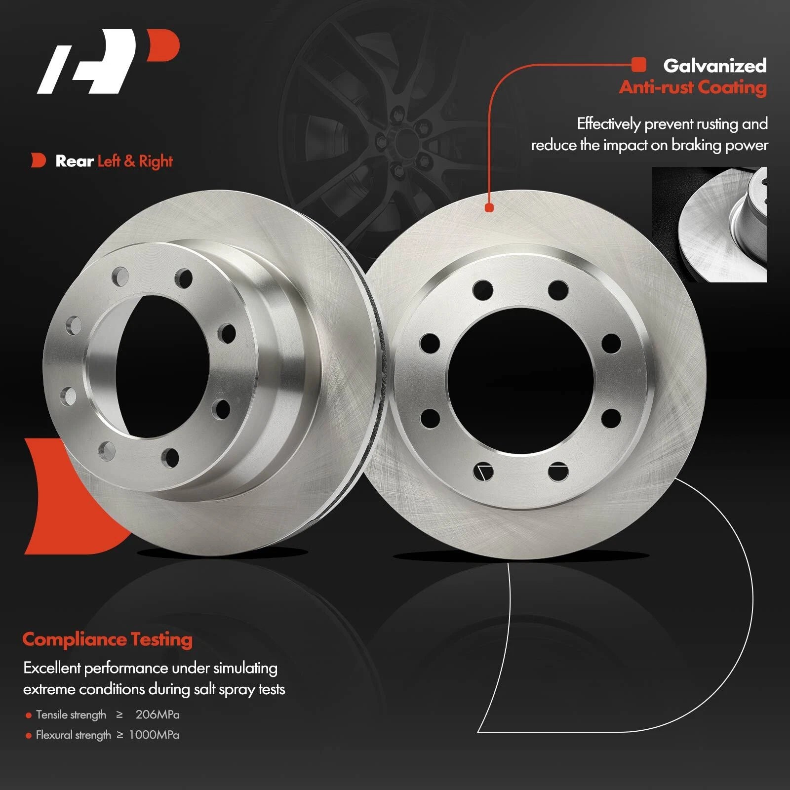 Rear Disc Brake Rotors for Chevy Express 3500, GMC Savana 3500 (2009–2020)