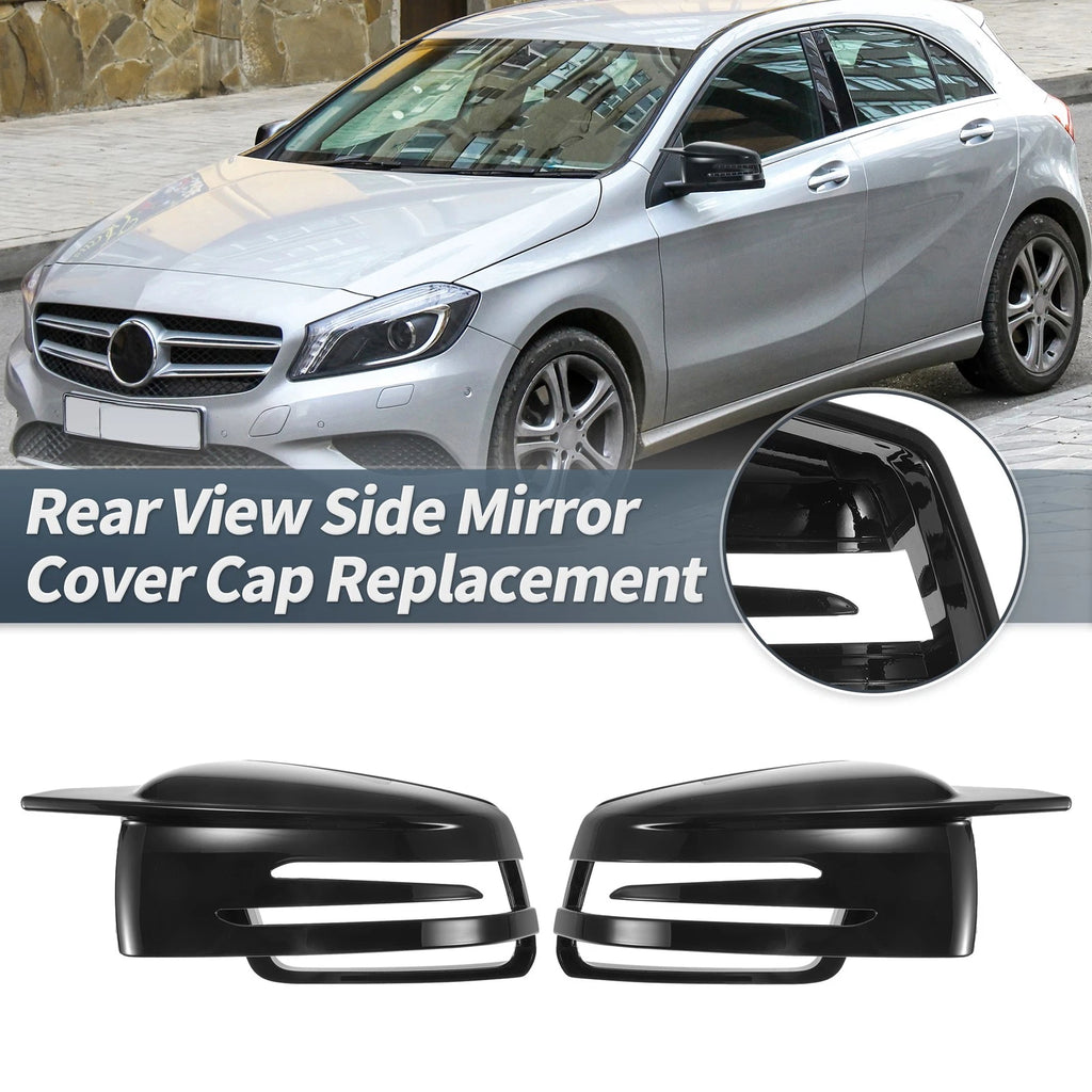Pair Rearview Mirror Cover Cap Gloss Black for Mercedes-Benz W176 W246 C117