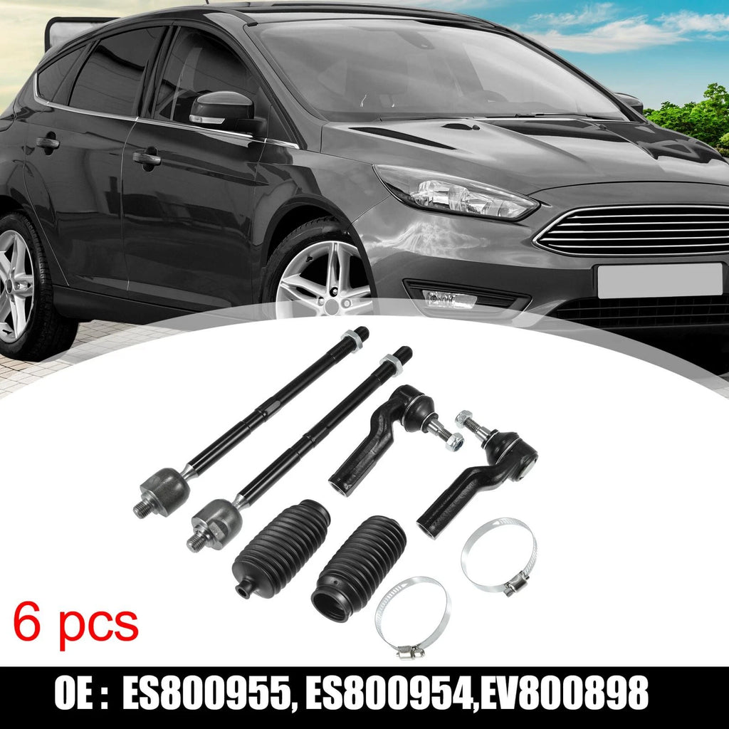 6pcs Front Inner Outer Tie Rod EV800898 for Ford Focus (2012–2017) C-Max Escape (2013–2017)