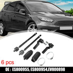 6pcs Front Inner Outer Tie Rod EV800898 for Ford Focus (2012–2017) C-Max Escape (2013–2017)