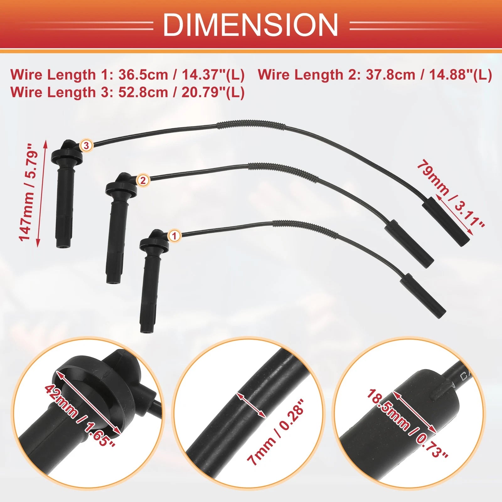 Set of 4 Spark Plug Wire Ignition Coil Cables No.SOA430Q119 for Subaru Baja, Forester (2003–2008)