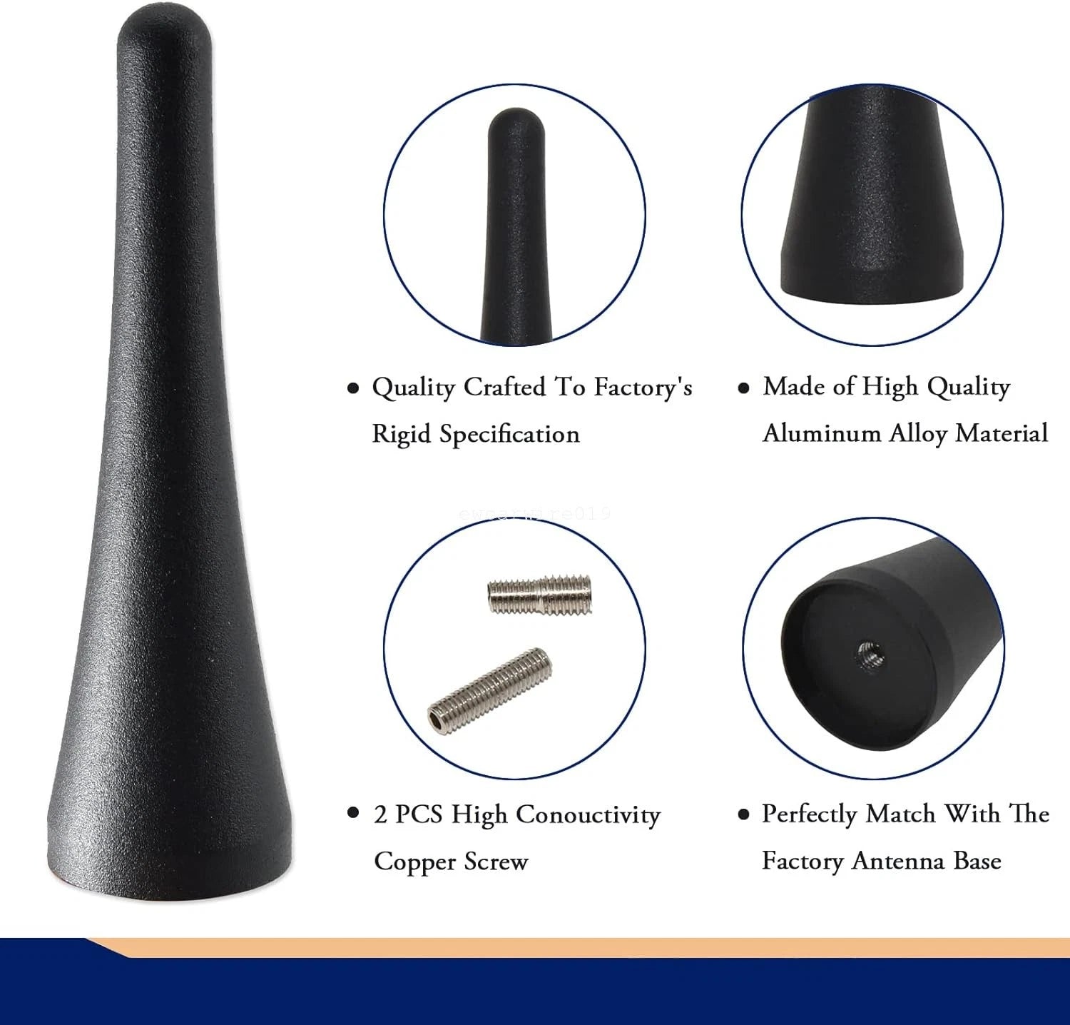 3.8" AM/FM Radio Short Aluminum Antenna Mast for Ford Transit (2013–2022)