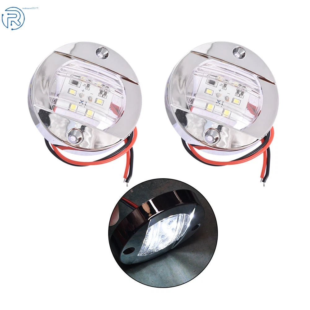 2X Round 6-LED Cabin Deck Courtesy Lights for Marine Boat