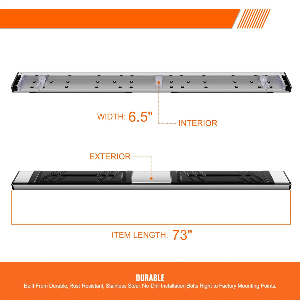 Set of 2 Aluminum Flat Running Boards for Ram 1500 Quad Cab (2019–2024)