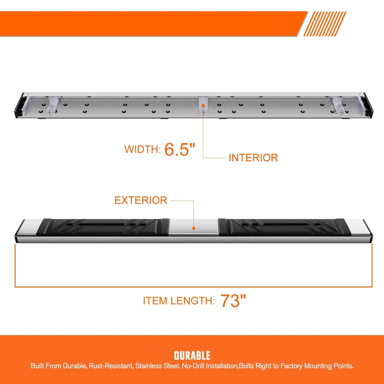 Set of 2 Aluminum Flat Running Boards for Ram 1500 Quad Cab (2019–2024)