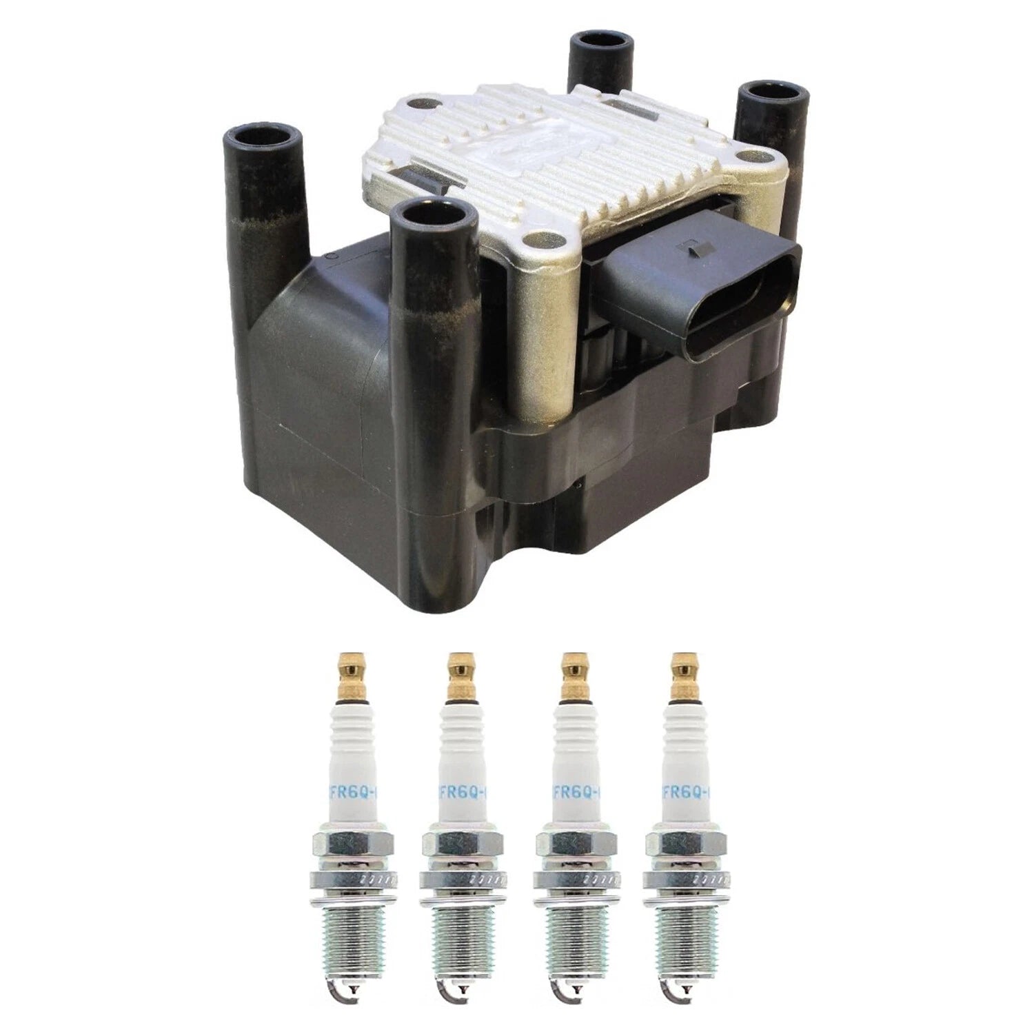Ignition Coil & NGK 4 Laser Iridium Spark Plug Kit for A4 Beetle Golf (2000–2006)