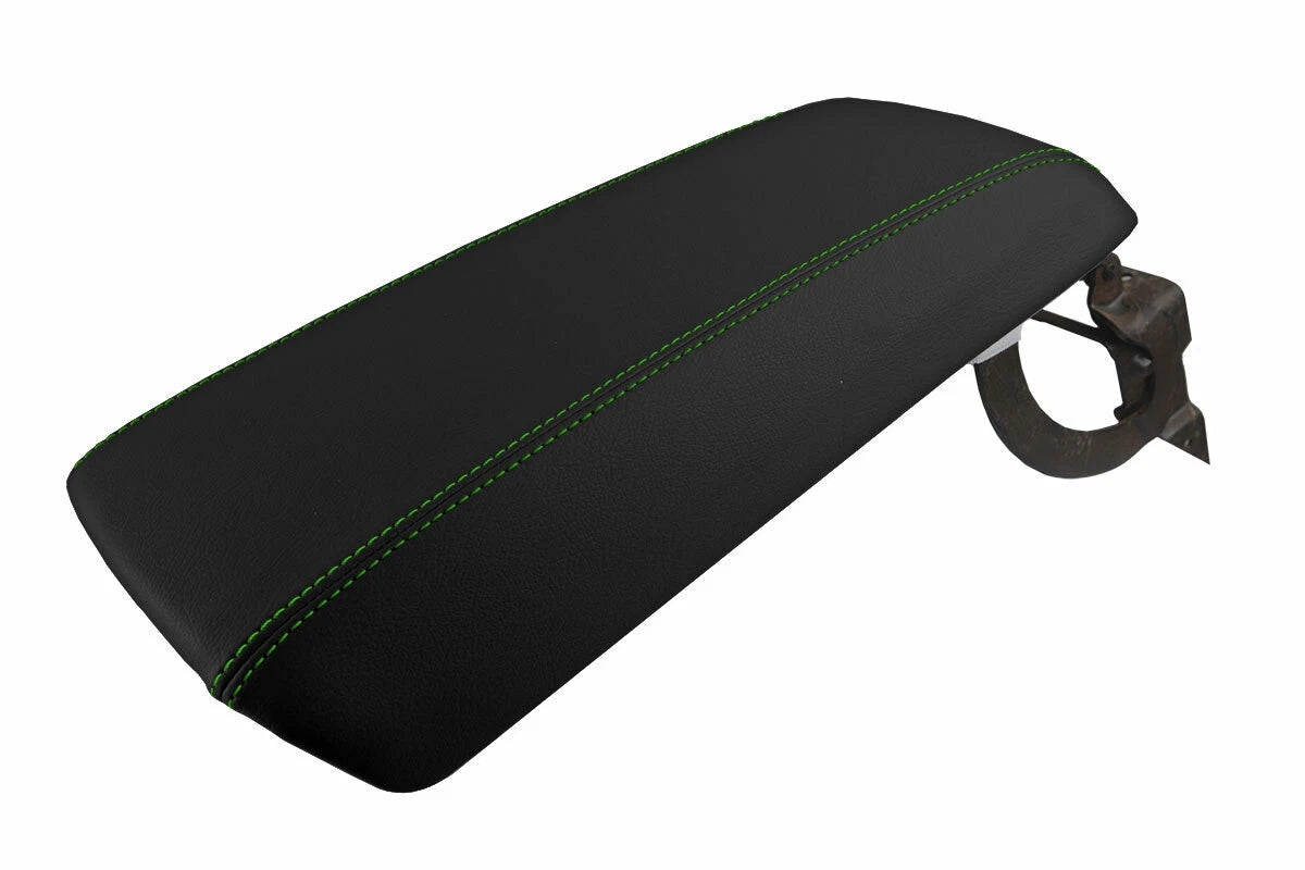 Leather Console Lid Armrest Cover for Ford Edge (2011–2020) Green Stitch