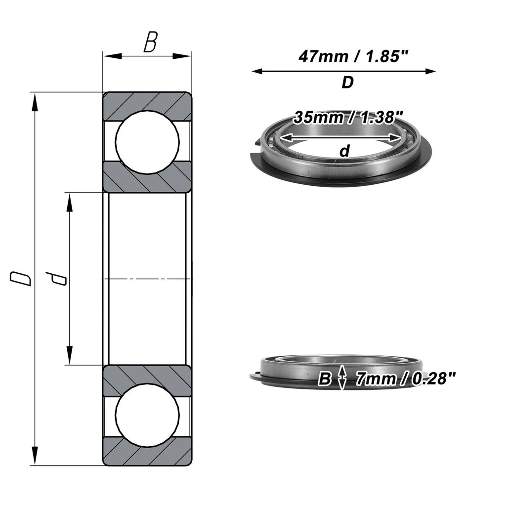 Deep Groove Ball Bearing 6807NR for Various Models (35x47x7mm)