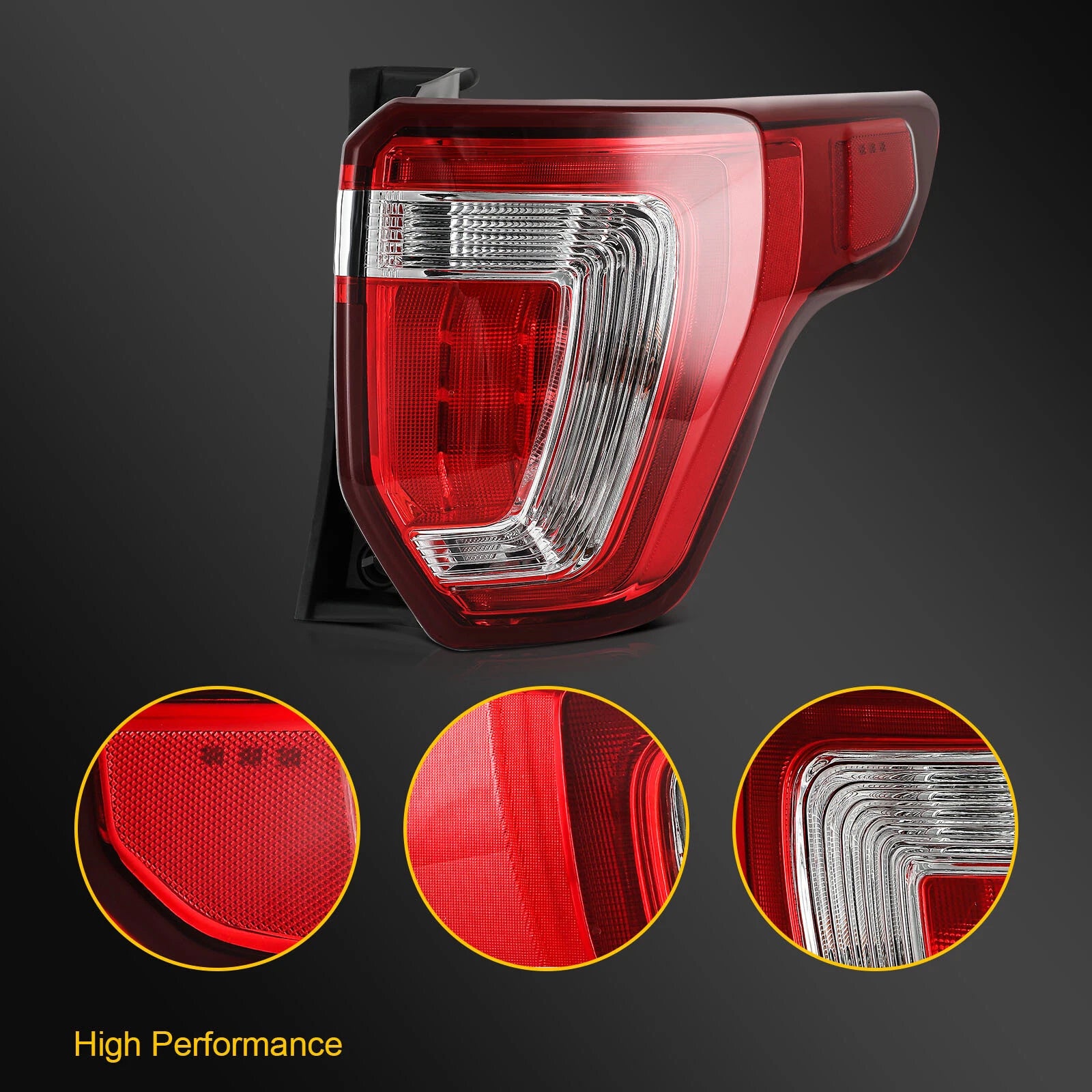 Right Side Taillight Assembly for Ford Explorer (2016–2019) Red Housing
