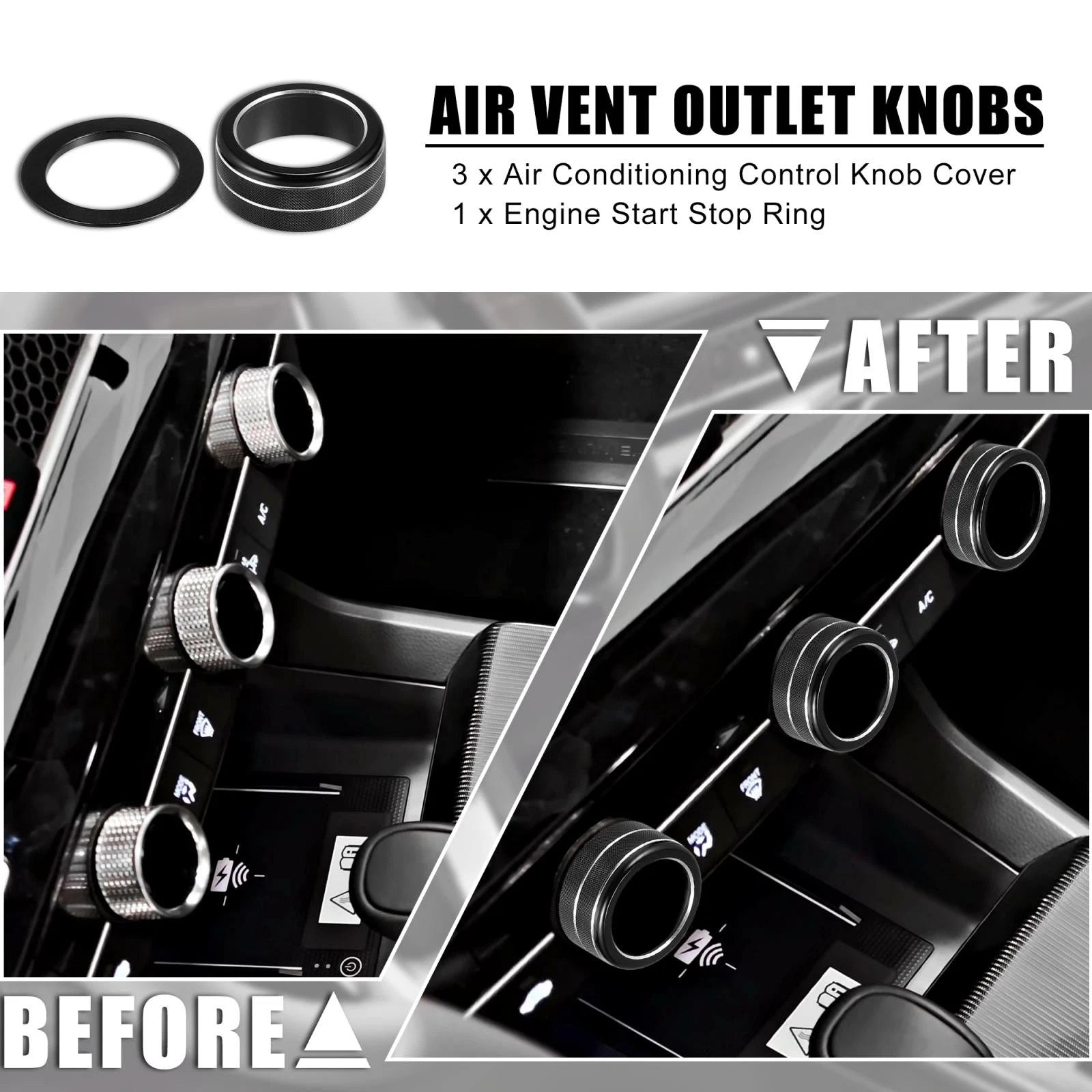 Set of 4 Black Air Conditioner Shift Knob Covers for Honda Civic (2022)