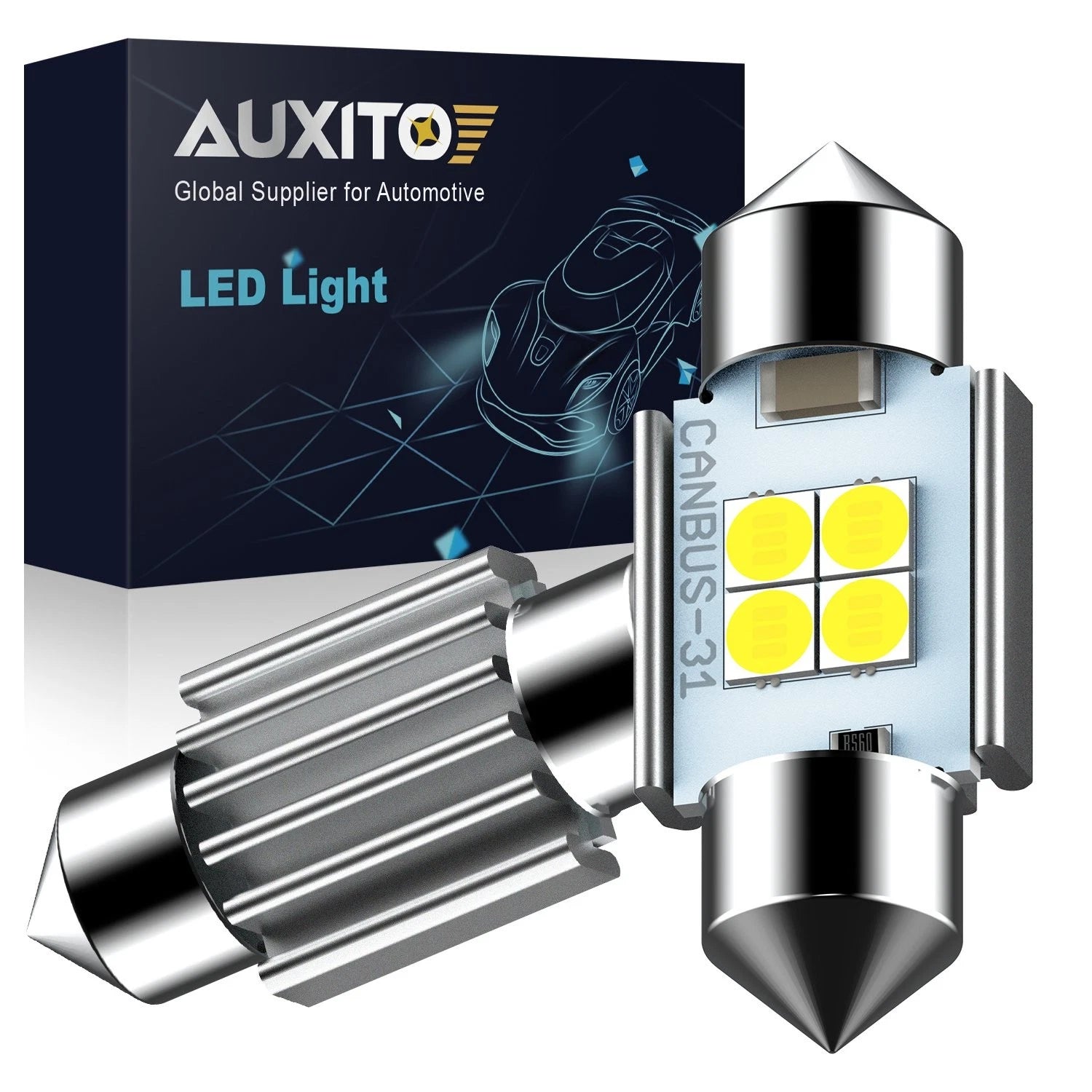 White LED Interior Map Dome Trunk Lights for (31mm DE3175 DE3022)