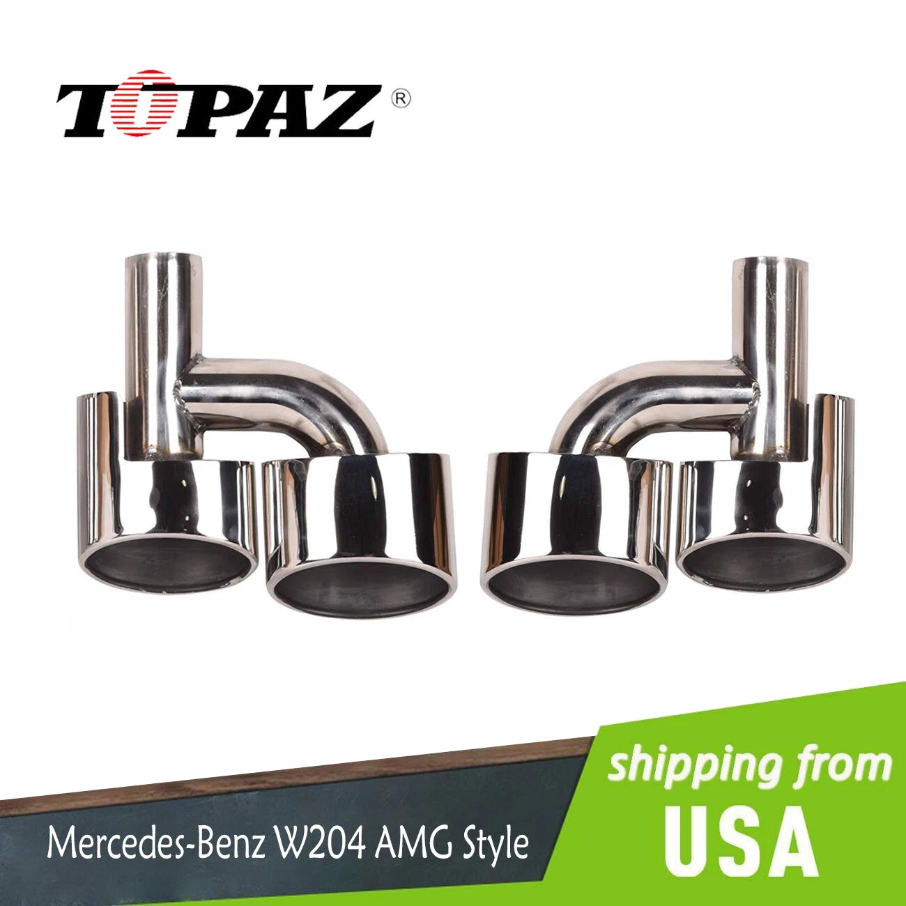 Exhaust Muffler Pipe Tips for Mercedes Benz C-Class W204 (2008–2015)