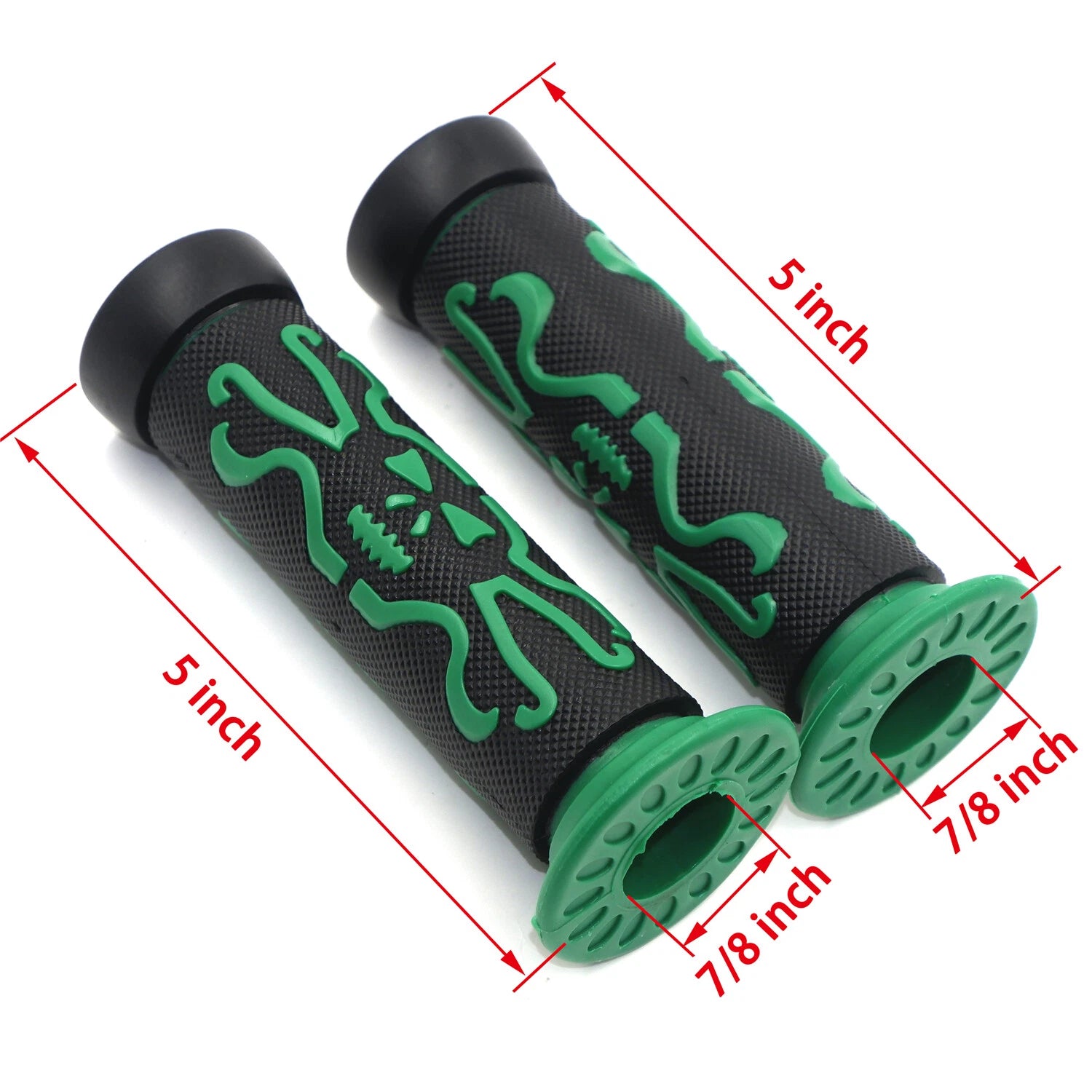 7/8" Green Skull Cross Bone Hand Grips for KTM 125 D (Year Not Specified)