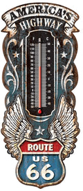 Route 66 Thermometer 17" Metal Sign for Garage Man Cave