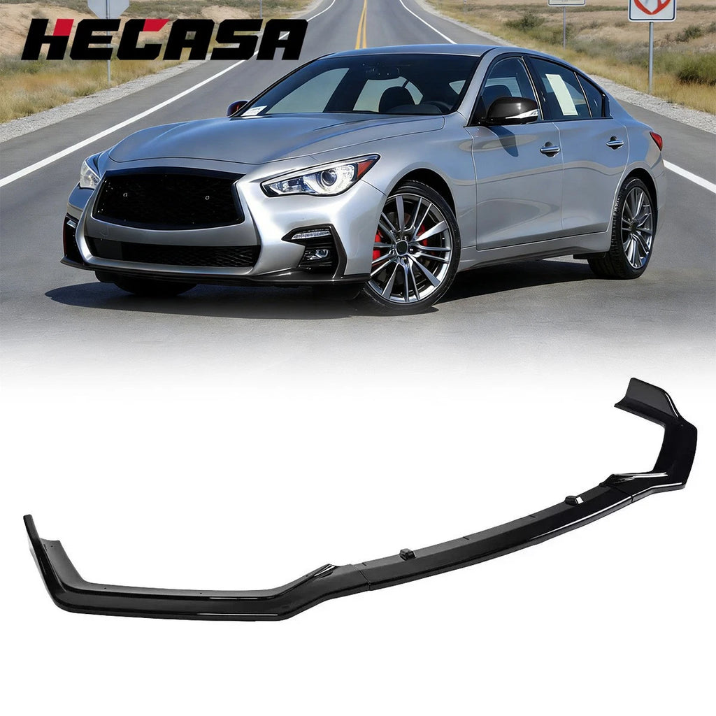 Glossy Black Front Bumper Lip Spoiler Splitter for Infiniti Q50 (2018–2023)