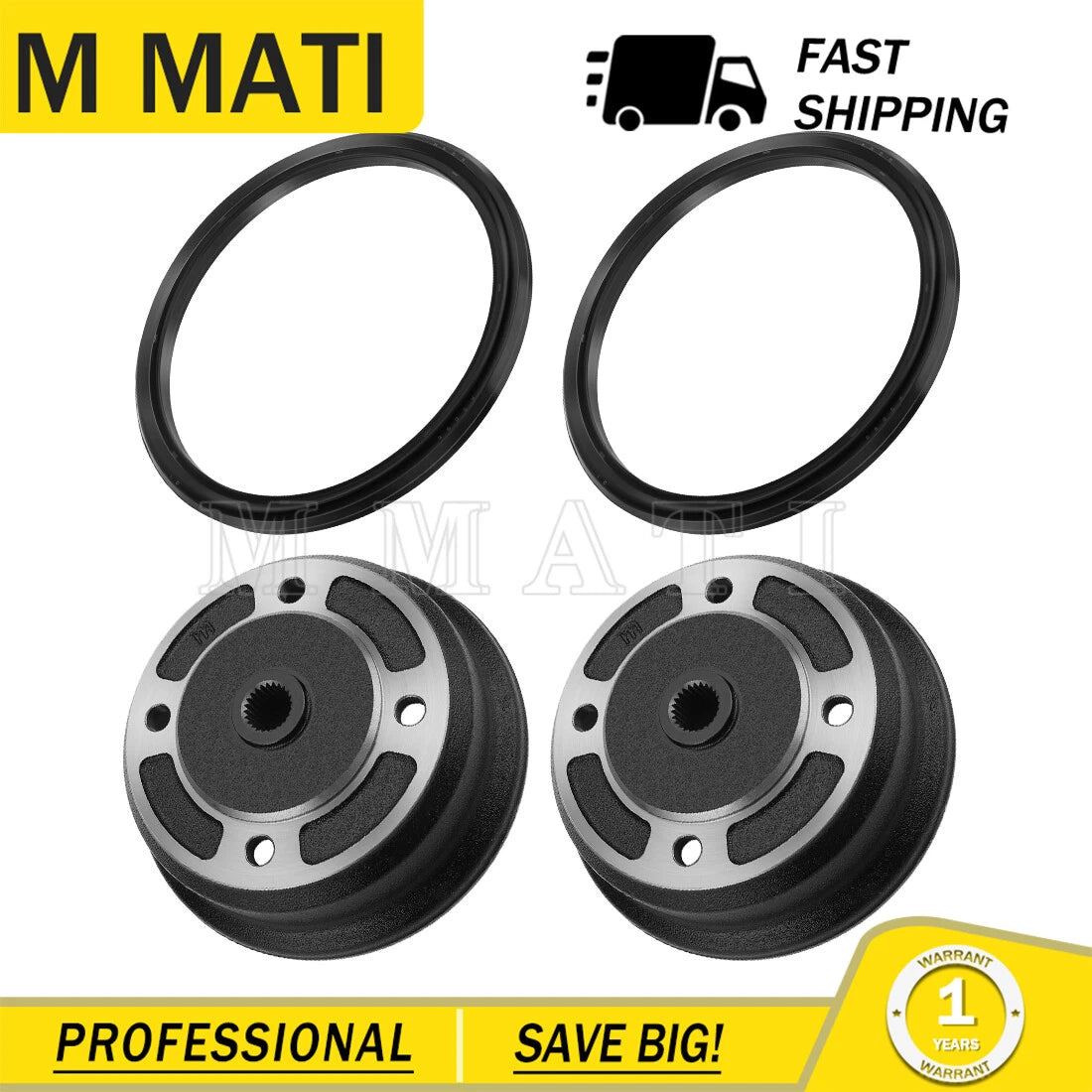 2PCS Front Brake Drum & Seals for Kawasaki KAF620 Mule (3000–4010)