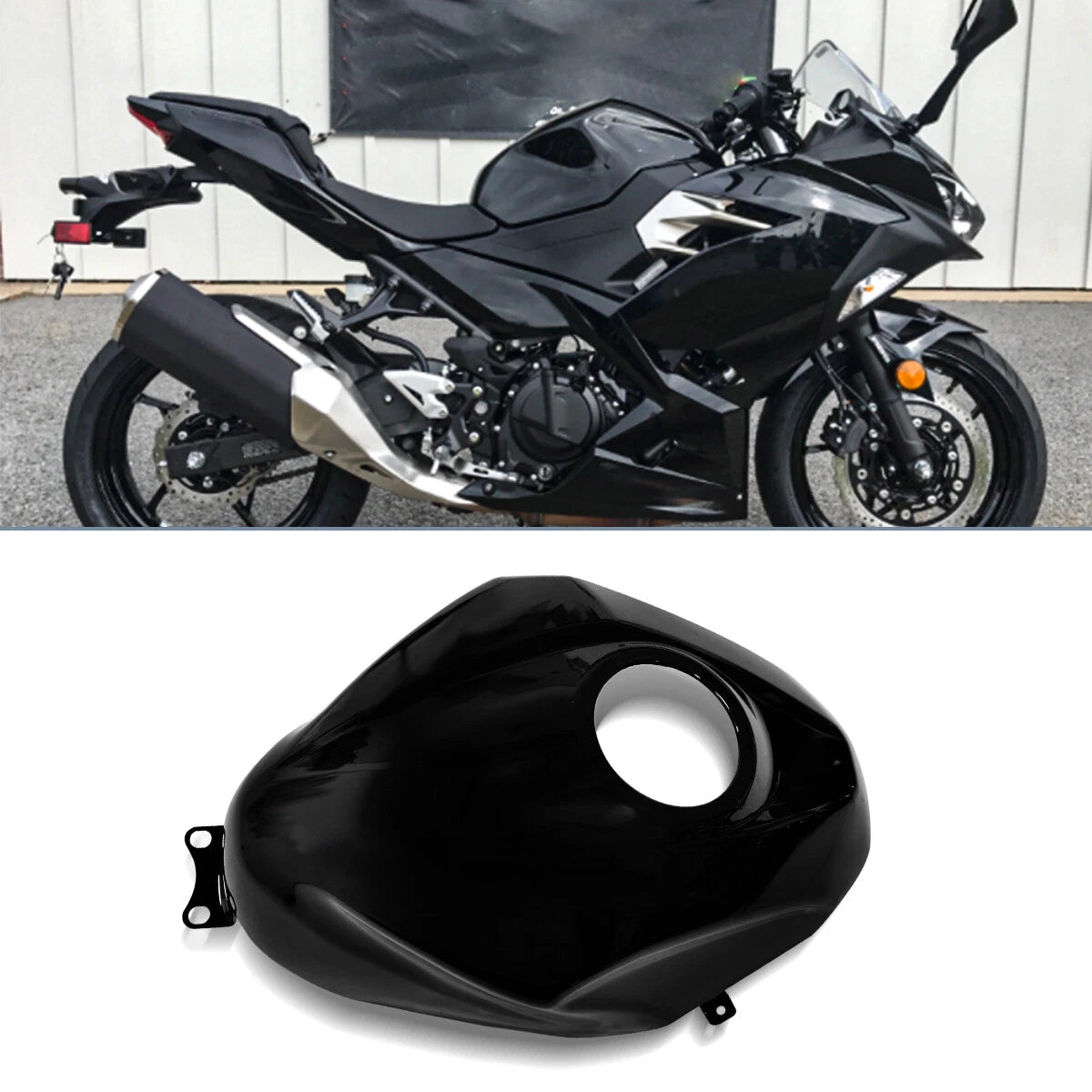 Fuel Gas Tank Cover for Kawasaki Ninja 400 (2018–2022) Glossy Black