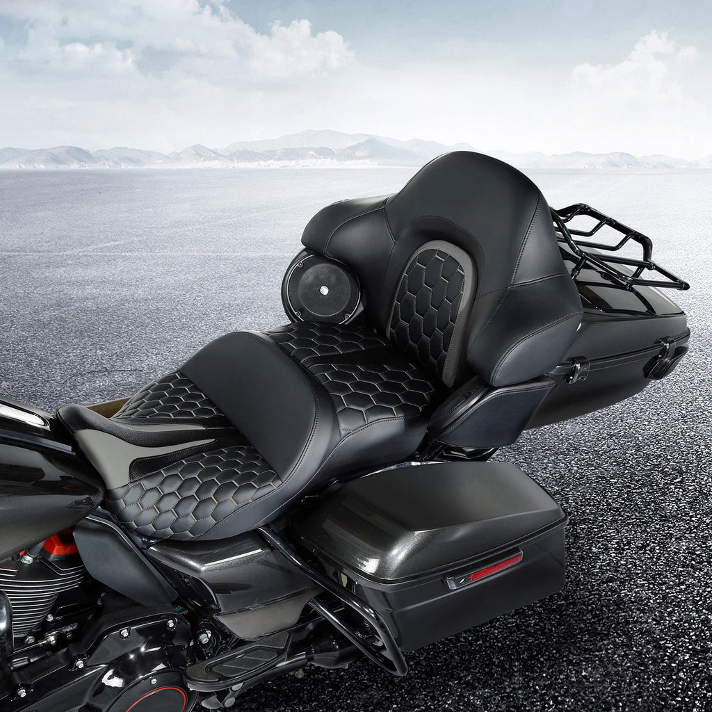 Gel Seat Backrest for Harley Touring Glide (2014–2023) - Black Gray
