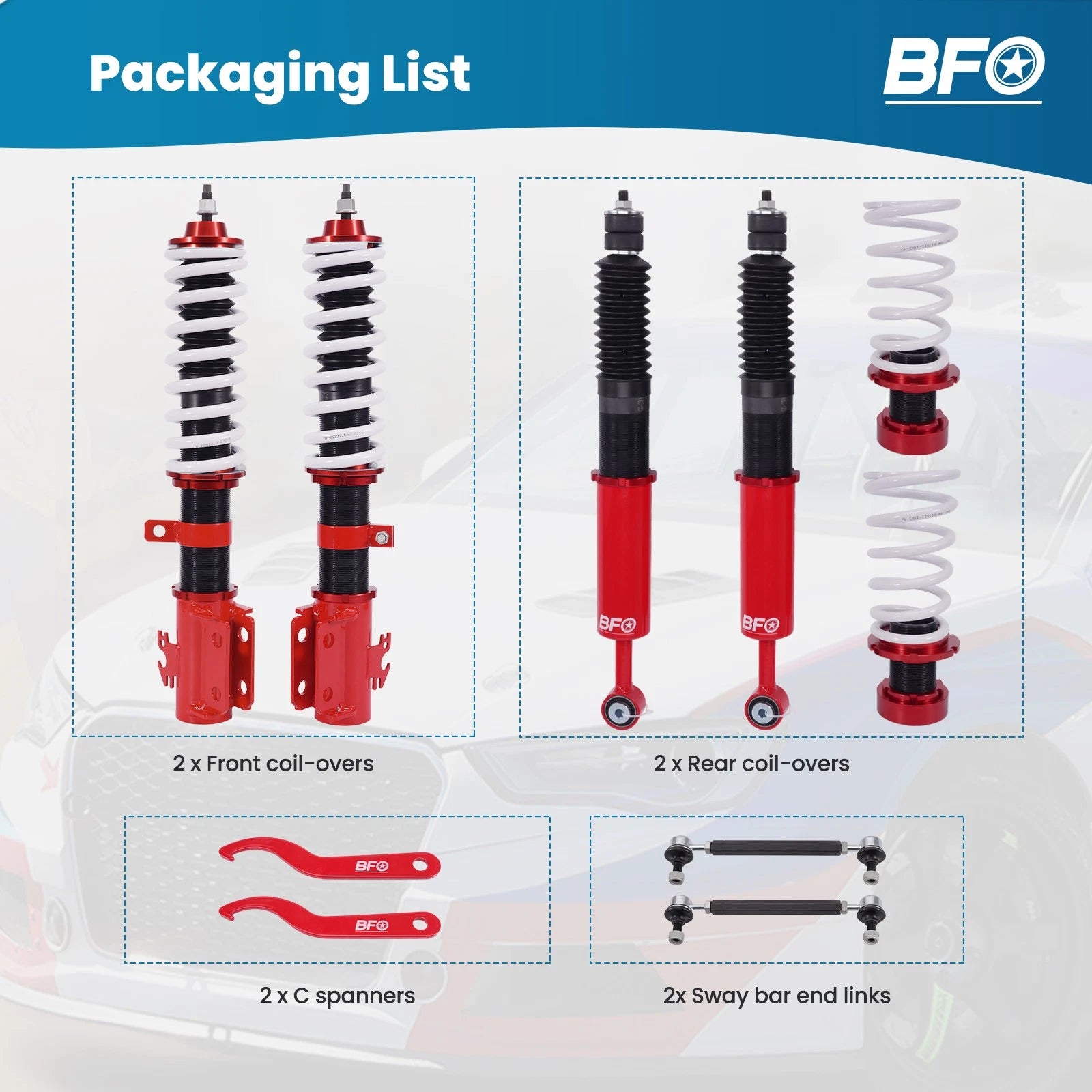 Adjustable Coilover Shock Strut Low Kit for Toyota Yaris (2007-2011)