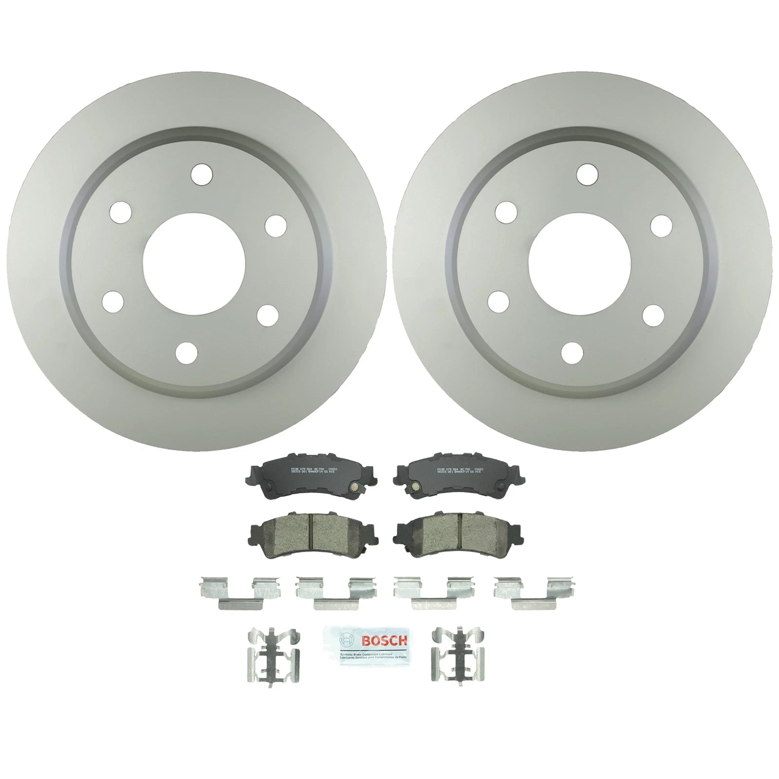 Set of 2 Bosch Rear Vented Rotors & Ceramic Brake Pads for Chevrolet GMC