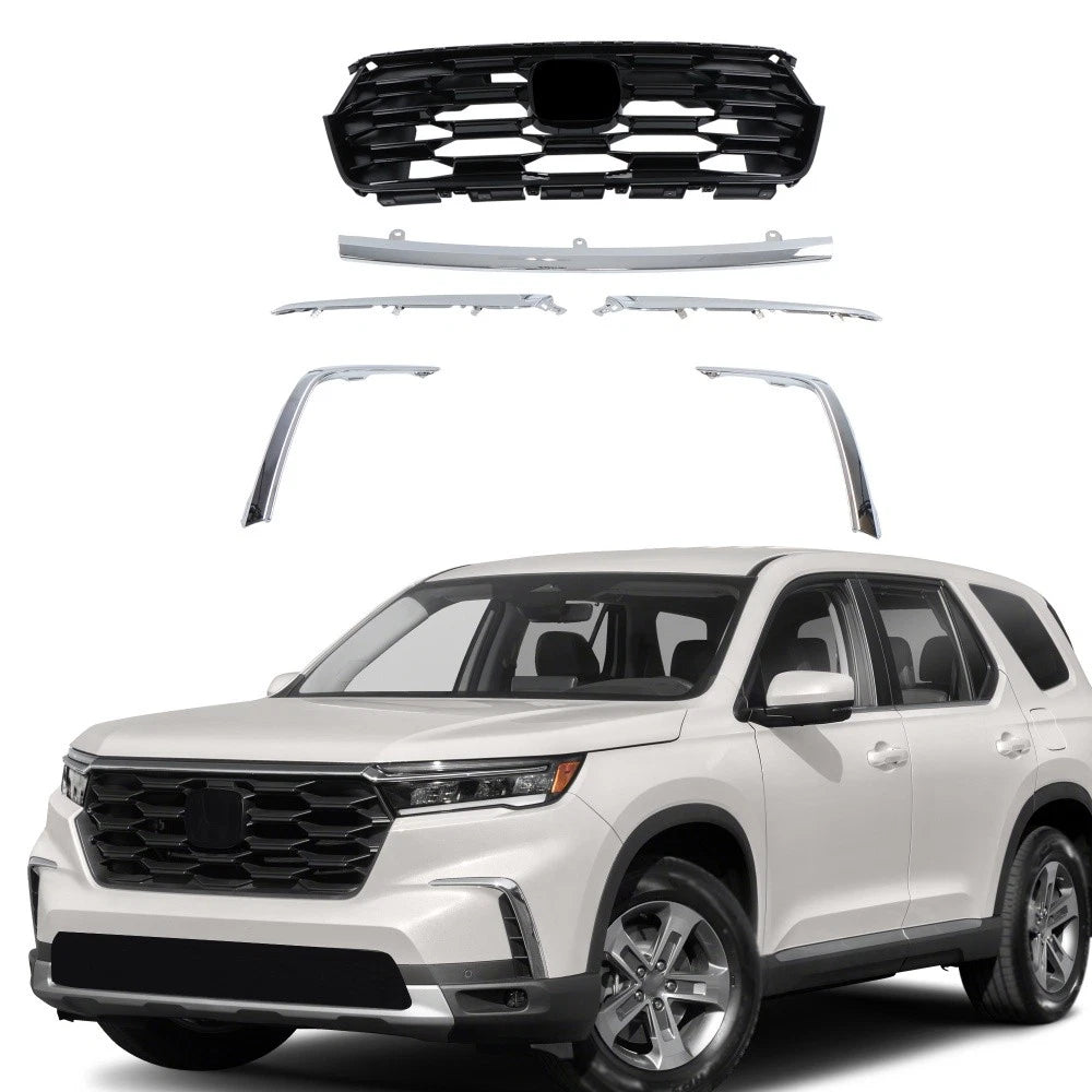 Glossy Black Grille with Chrome Trim for Honda Pilot (2023–2025)