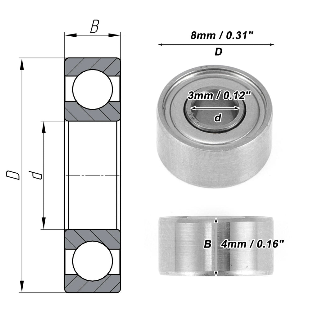 Deep Groove Ball Bearing 830ZZ for Scooter Skateboard Wheel (3x8x4mm)