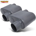 2Pcs 3" Inlet/Outlet Chambered Exhaust Muffler for Universal Fit