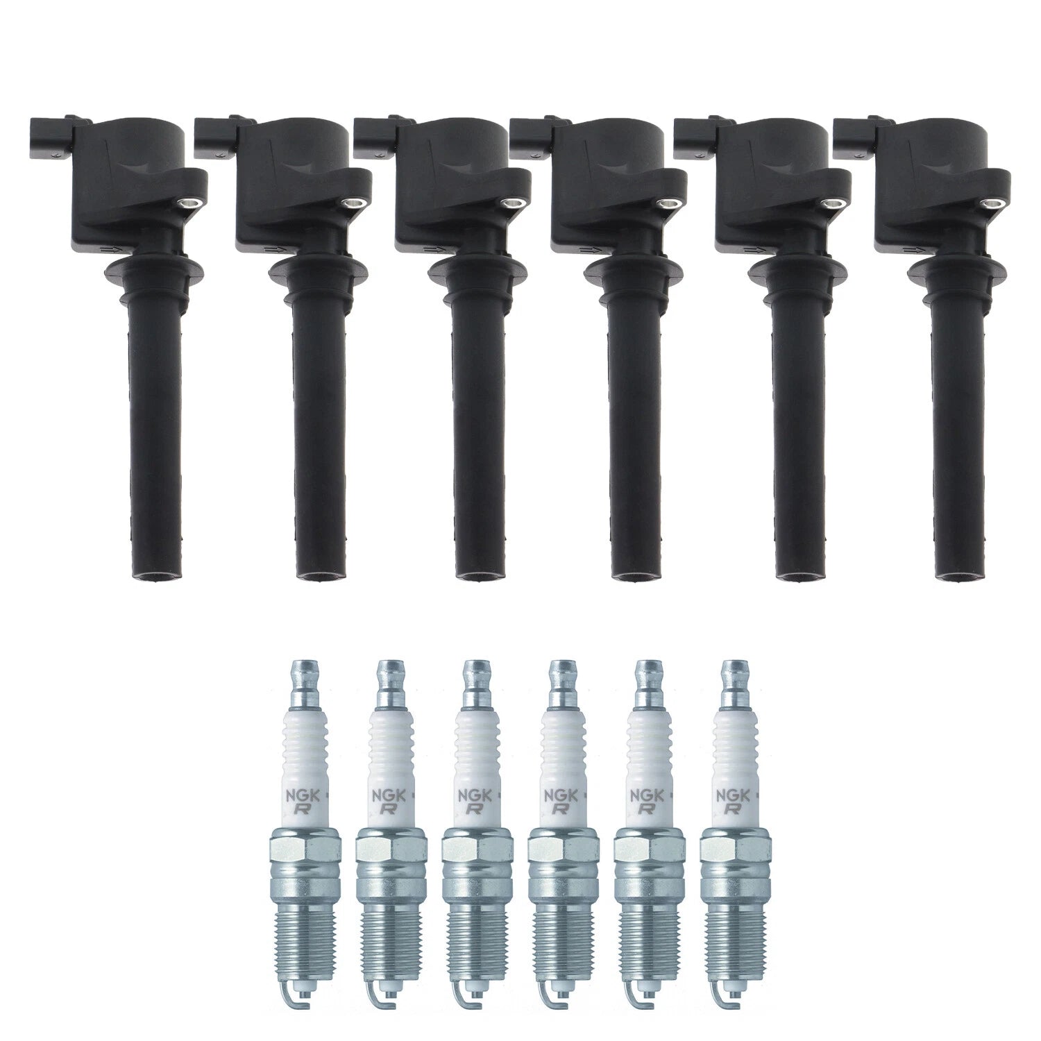 Set of 6 Ignition Coils & NGK V-Power Spark Plugs for Escape Tribute (2001–2006)