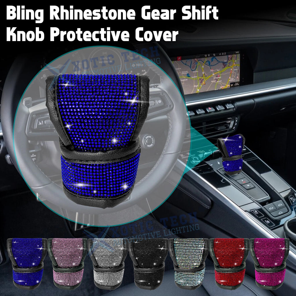 Bling Rhinestone Leather Auto Gear Shift Knob Protective Cover Universal (2022-2025)