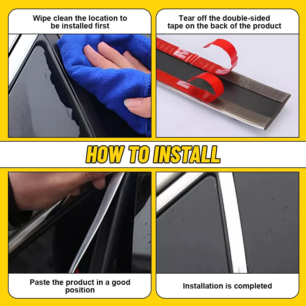 Chrome Door Window Guard Trim Protector Strip for Universal Vehicles